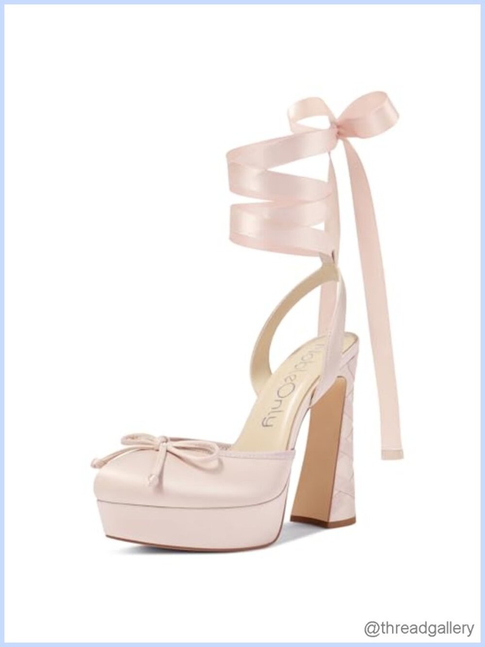 Satin Ballet Heels Chunky Block Platform Lace Up Slingback Pumps Round Toe